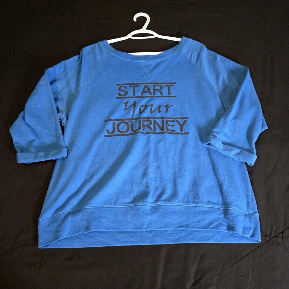 PL Movement Sweatshirt Womens XL Blue Start Your Journey‎ 3/4 Sleeve Pullover